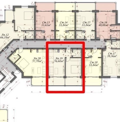 1-спальная квартира в новом комплексе, 56,35 м², вид на бассейн